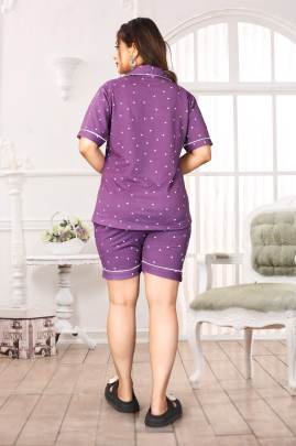 Emerald Heart Night Suit Purple  By Surati Fabric