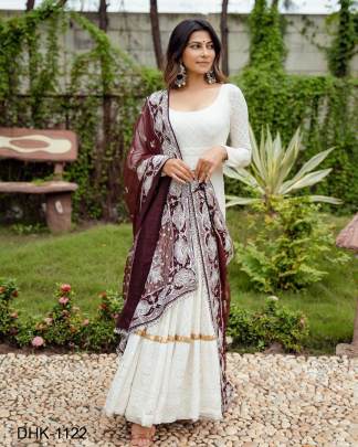 FANCY HEAVY EMBROIDERY WORK GOWN WITH DUPATTA DHK 1122