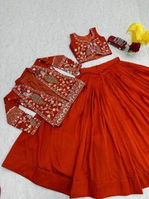 Festival Special Crop Top Set Lehangha In Red Colour