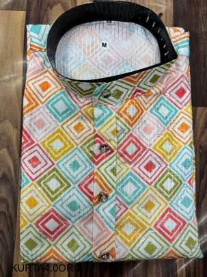 Festival Special Orange Print Kurta Pyjama For Men