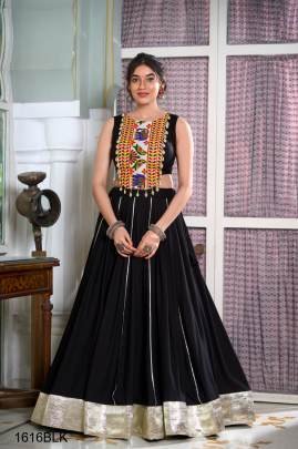 Festive Fashion at Its Best: Rayon Black Lehenga and Gamthi Work Blouse for Navratri ?NNK1616BLK