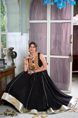 Festive Fashion at Its Best: Rayon Black Lehenga and Gamthi Work Blouse for Navratri ?NNK1616BLK