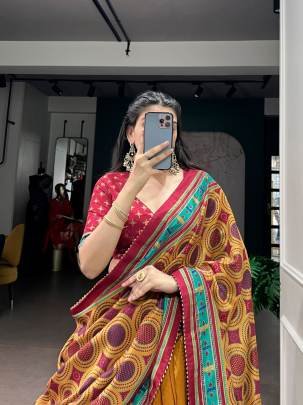 Festive fashion should feel as special as the moment rich Tasar silk paired with bold design and iconic shine  LNB1255MST