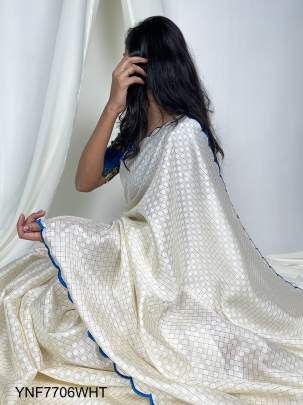 Gadhawal Chex Wedding Wear Saree in White
