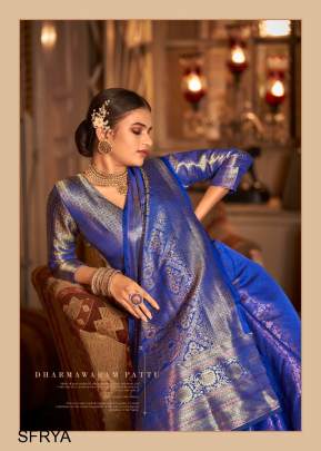 Get The Perfect Look Of Blue Color Saree With Beautiful Kanchivaram Arunima Catalog By Rajpath