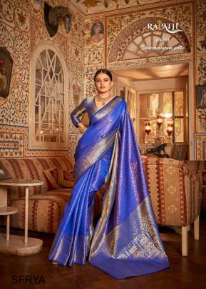 Get The Perfect Look Of Blue Color Saree With Beautiful Kanchivaram Arunima Catalog By Rajpath