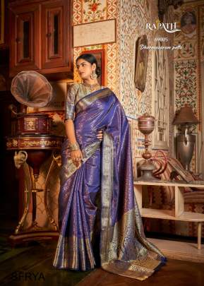 Get The Perfect Look Of Navy Blue Color Saree With Beautiful Kanchivaram Arunima Catalog By Rajpath
