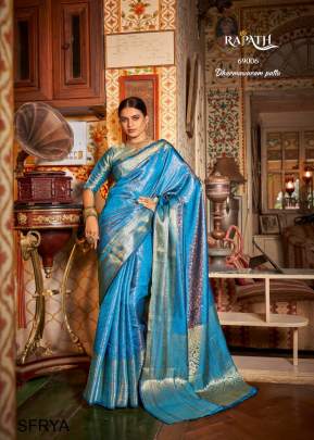 Get The Perfect Look Of Sky Color Saree With Beautiful Kanchivaram Arunima Catalog By Rajpath