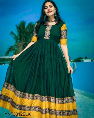 Green Beautiful Gown with Weaving Zari Work YNF5312