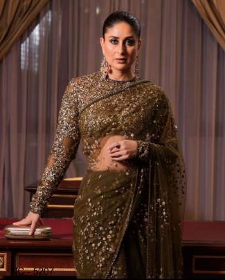 Green Bollywood celebrity inspired designer Sequance Saree NC - 5207