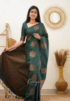 Green Color South Special Dark Edition Soft Silk Saree Catalog KP4064