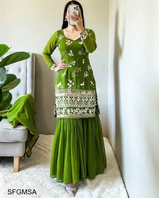 Green Embroidery Sharara