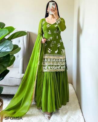 Green Embroidery Sharara