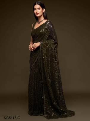 Green Heavy Embroider Sequance Saree NC5117