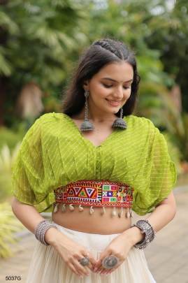 Green Navrati Lehenga Cord Set KA5037