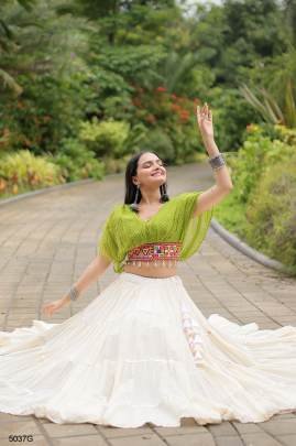 Green Navrati Lehenga Cord Set KA5037