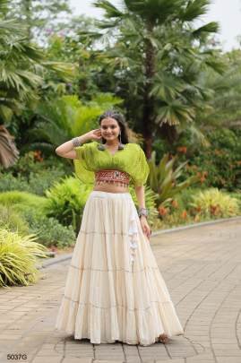Green Navrati Lehenga Cord Set KA5037