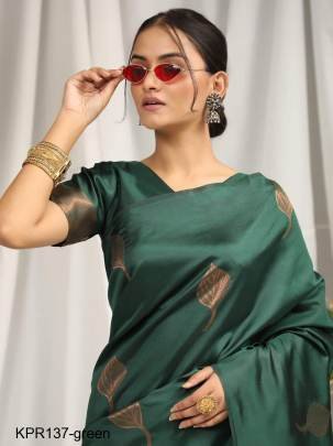 Green Soft Litchi Silk Saree Catalog KPR137 