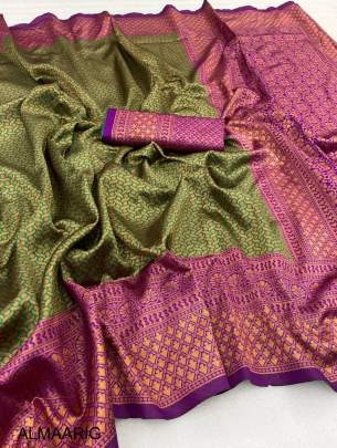 Green Solid Plain Kanjivaram Art Silk Saree