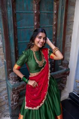 Green Tarika A touch of South Indian grace lehenga choli LNB2023GRN
