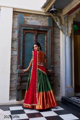 Green Tarika A touch of South Indian grace lehenga choli LNB2023GRN