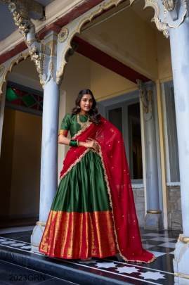 Green Tarika A touch of South Indian grace lehenga choli LNB2023GRN