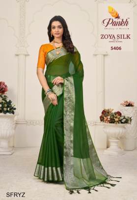 Green Zoya Saree Launching An Amazing Combination Catalog By Pankh Brand 