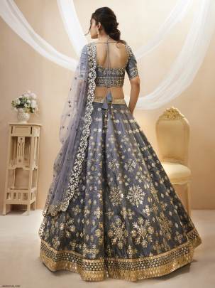 Grey Art Silk Lehenga Angelic Vol 1 by Zeel Clothing