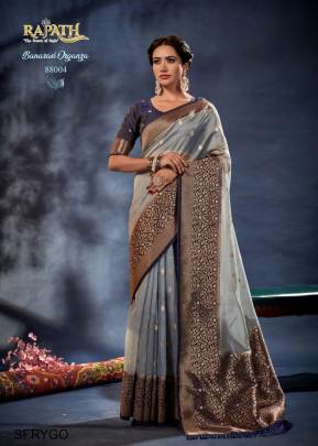 Grey Banarasi Organza Silk With Contrast Blouse and Pallu