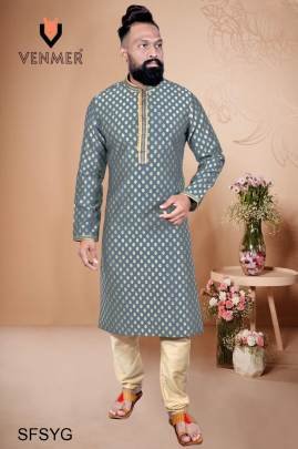 Grey Pinterest Kurta Pajama Heavy Jacquard Butti Silk