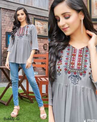 Grey Short Tops for Office and Regular Wear Bubbly 