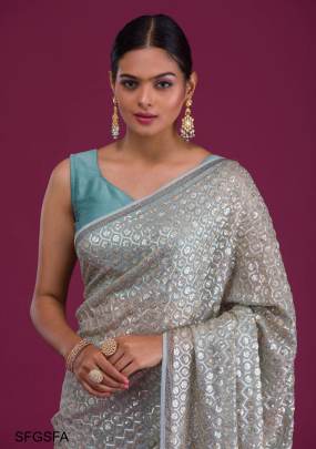 Grey Soft Georgette Fabric Along With Designer 3mm Sequence Work