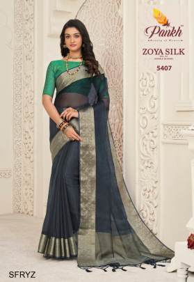 Grey Zoya Saree Launching An Amazing Combination Catalog By Pankh Brand 