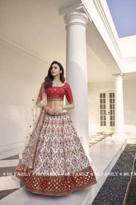 GULDASTA VOL  11 Bridal Lehengha Choli In White And Red Color By SHUBHKALA  