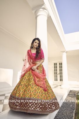 GULDASTA VOL  11 Bridal Lehengha Choli In Yellow And Pink Color By SHUBHKALA  
