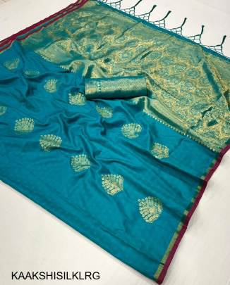 Handwoven Silk Saree in Light Rama Green