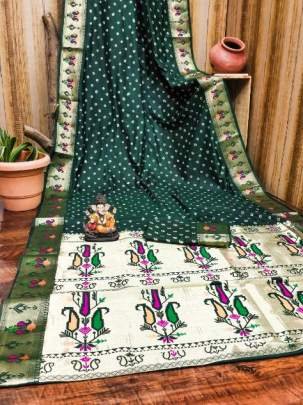 HAYAT Exclusive Unique Designer Bandhej Paithni Collection At Budget Range IN Green