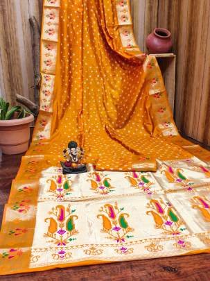 HAYAT Exclusive Unique Designer Bandhej Paithni Collection At Budget Range IN Yellow