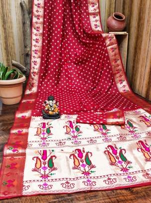 HAYAT Exclusive Unique Designer Bandhej Paithni Collection At Budget Range IN Red
