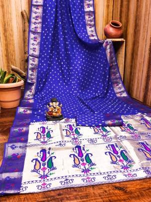 HAYAT Exclusive Unique Designer Bandhej Paithni Collection At Budget Range IN  Blue