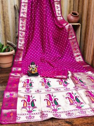HAYAT Exclusive Unique Designer Bandhej Paithni Collection At Budget Range IN  Pink