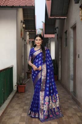 KALASH New Premium And High Quality Comfortable Bandhej Silk Drapes That Is Super Stylish And Pretty in Purple colour