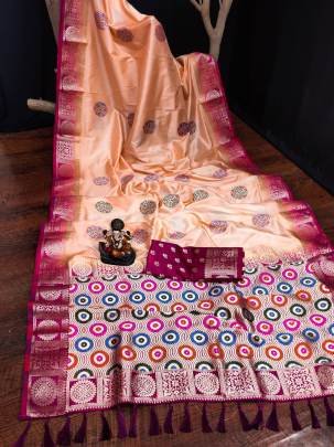 KAMLIKA  Beautiful Trendly Collection In Dola Silk Sarees With All Over Unique Butta Designs And Contrast Rich Weaving Pallu And Contrast Border  in L