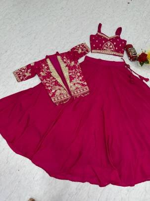 Launching Festival Special Crop Top Lehenga Embroidery Thread and Sequence Work In Red Colour
