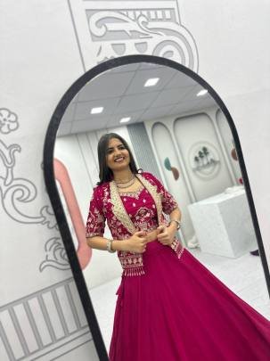 Launching Festival Special Crop Top Lehenga Embroidery Thread and Sequence Work In Red Colour