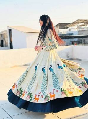 Launching Festival Special crop top embroidery trade and sequence In Green And White Colour