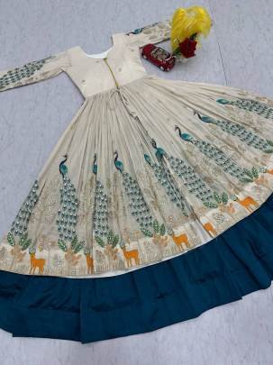 Launching Festival Special crop top embroidery trade and sequence In Green And White Colour
