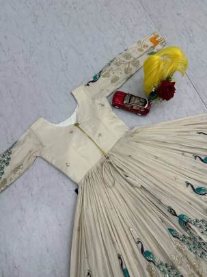 Launching Festival Special crop top embroidery trade and sequence In Green And White Colour