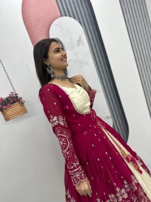 Launching Festival Special Indo western in Red colour  By sursti fabrics