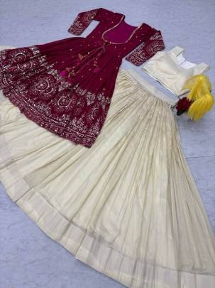 Launching Festival Special Indo western in Red colour  By sursti fabrics